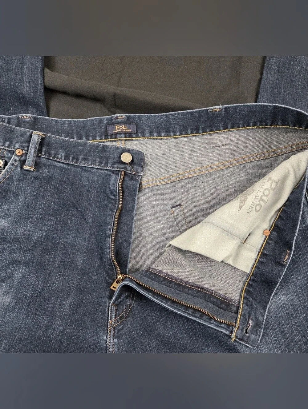 Polo Ralph Lauren Jeans Mens 46x32 Dark Wash Blue Relaxed Straight The Hampton